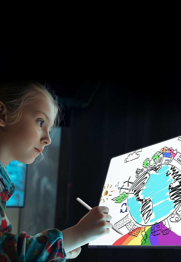 An image showing a child's drawing upgraded through AI next to the original drawing.