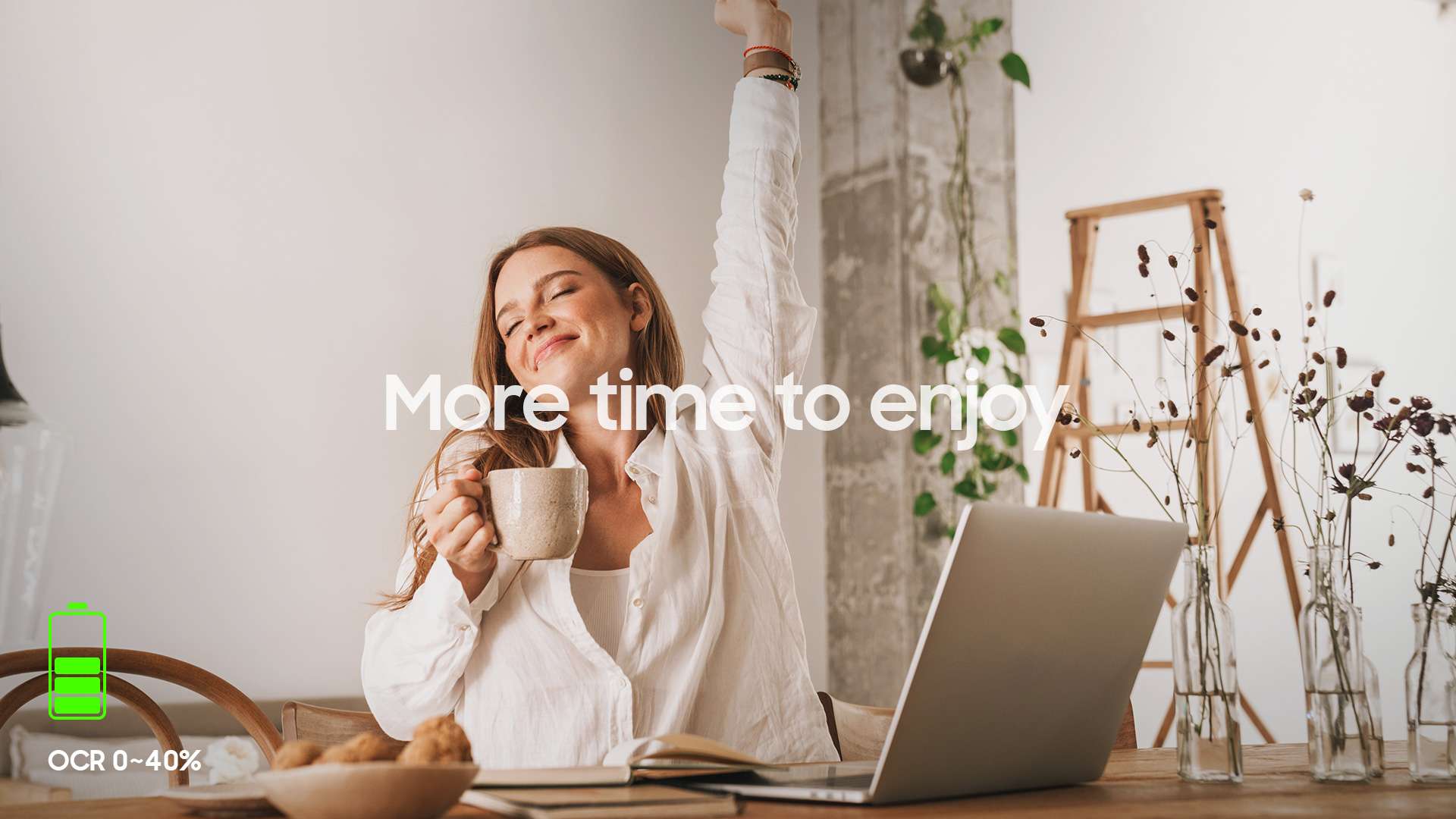 An image of a woman stretching after finishing her work.