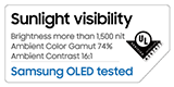 Sunlight visibility Brightness more than 1,500 nit Ambient Color Gamut 74% Ambient Contrast 16:1 Samsung OLED tested